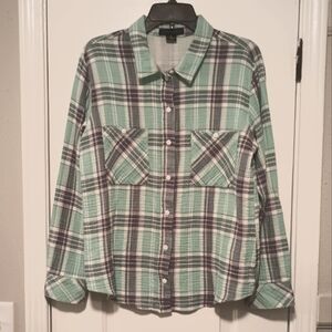 Sanctuary 100% cotton long sleeve blouse pastel plaid